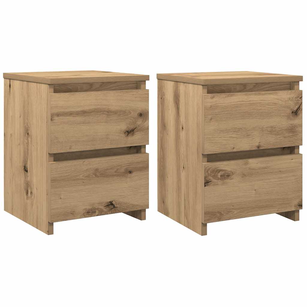 vidaXL Mesas de cabeceira 2pcs derivados de madeira carvalho artisiano