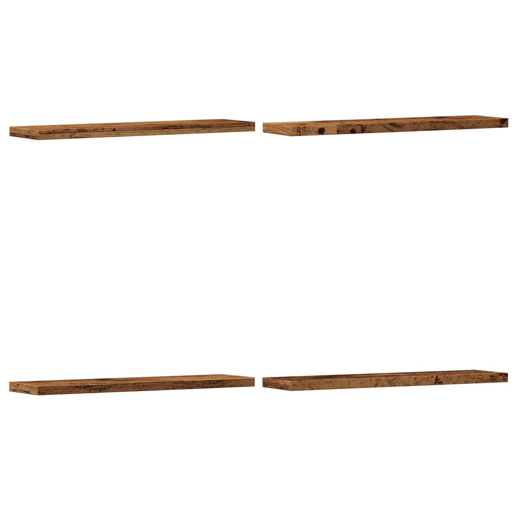 vidaXL Prateleiras de parede 4 pcs derivados de madeira madeira velha