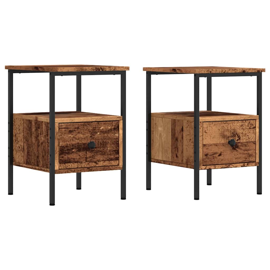 vidaXL Mesas de cabeceira 2 pcs derivados de madeira madeira velha