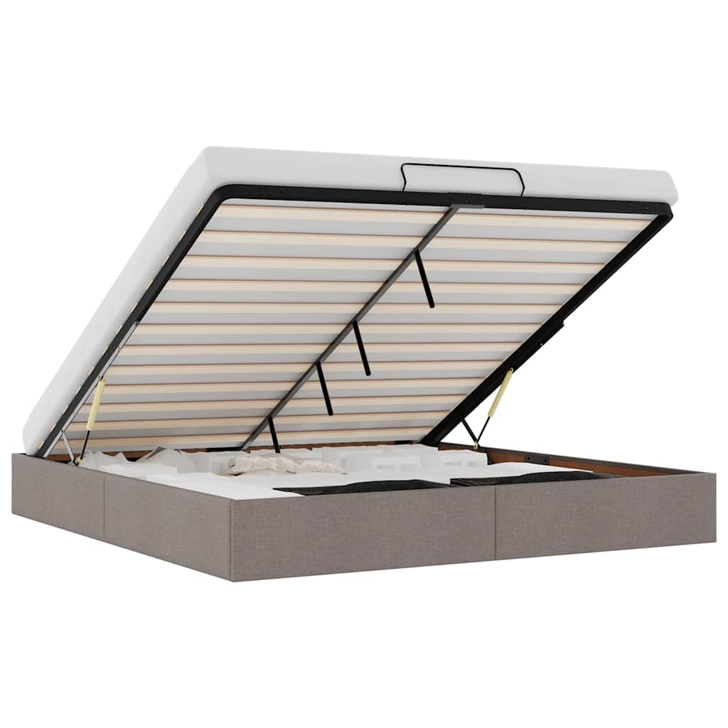 vidaXL Estrutura de cama otomana sem colchão cinza 180x200 cm tecido