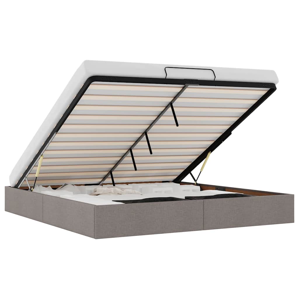 vidaXL Estrutura de cama otomana sem colchão cinza 200x200 cm tecido