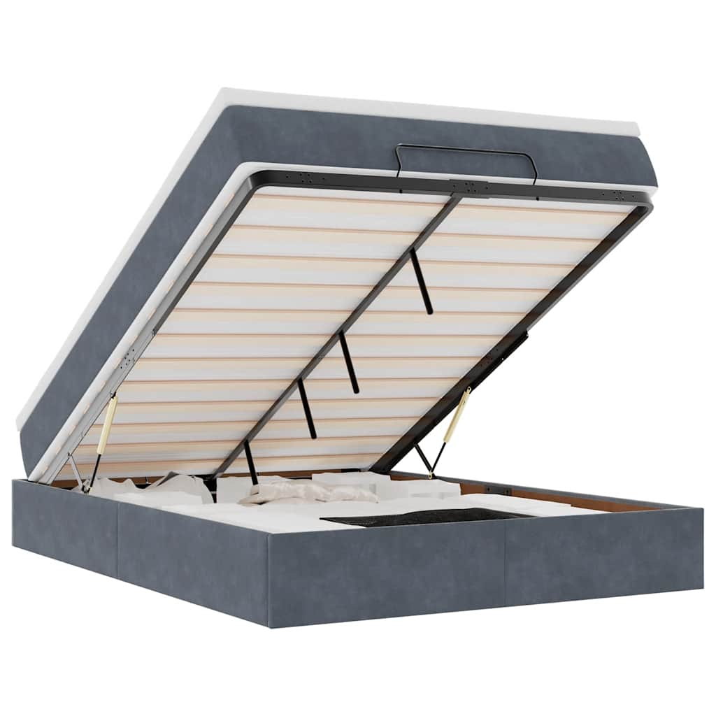 vidaXL Estrutura de cama otomana com colchão 140x190cm cinzento escuro