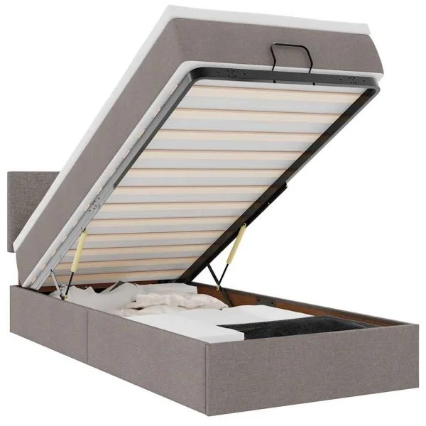 vidaXL Cama Otomana com Colchão 100x200 cm Tecido Cinza - 3330098632