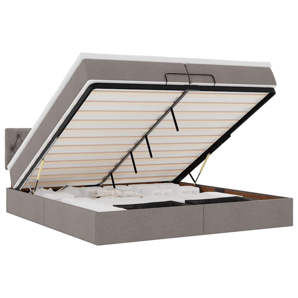 vidaXL Estrutura de cama otomana com colchão cinza 200x200 cm tecido