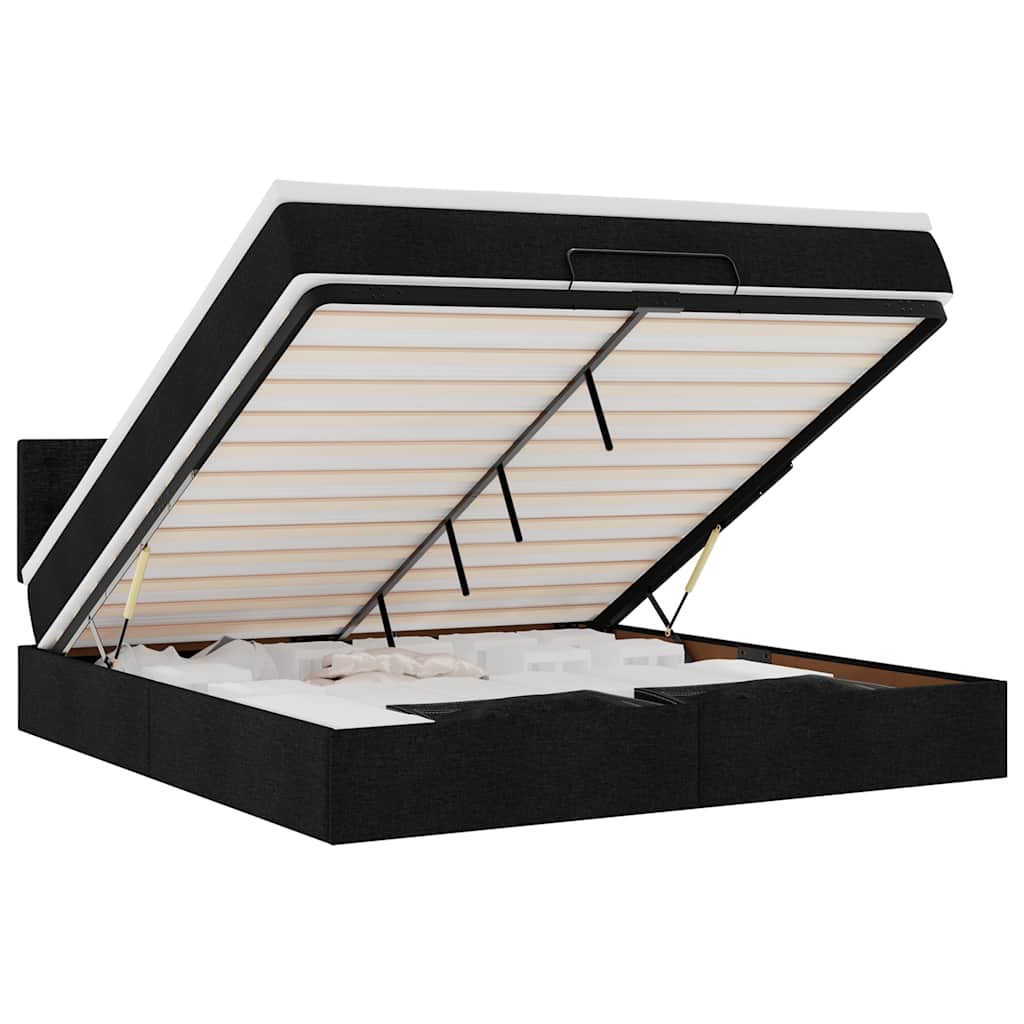 vidaXL Estrutura de cama otomana com colchão 180x200 cm tecido preto