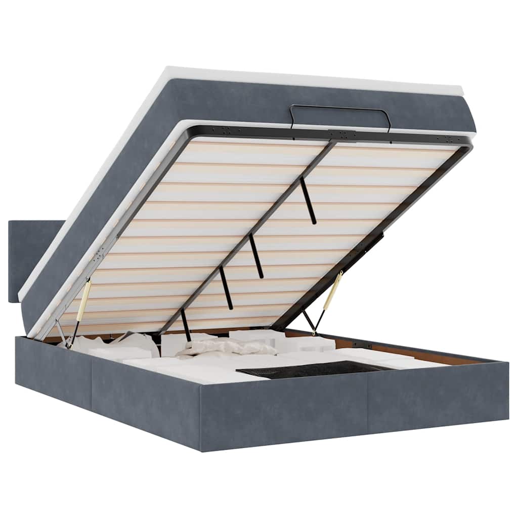 vidaXL Estrutura de cama otomana com colchão 140x190cm cinzento escuro