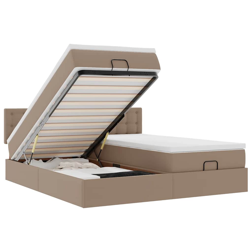 vidaXL Estrutura de cama otomana com colchões cappucino 180x200 cm