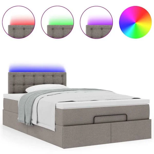 Moldura de Cama Otomana vidaXL com Tecido Cinza 120x200cm - 487752295