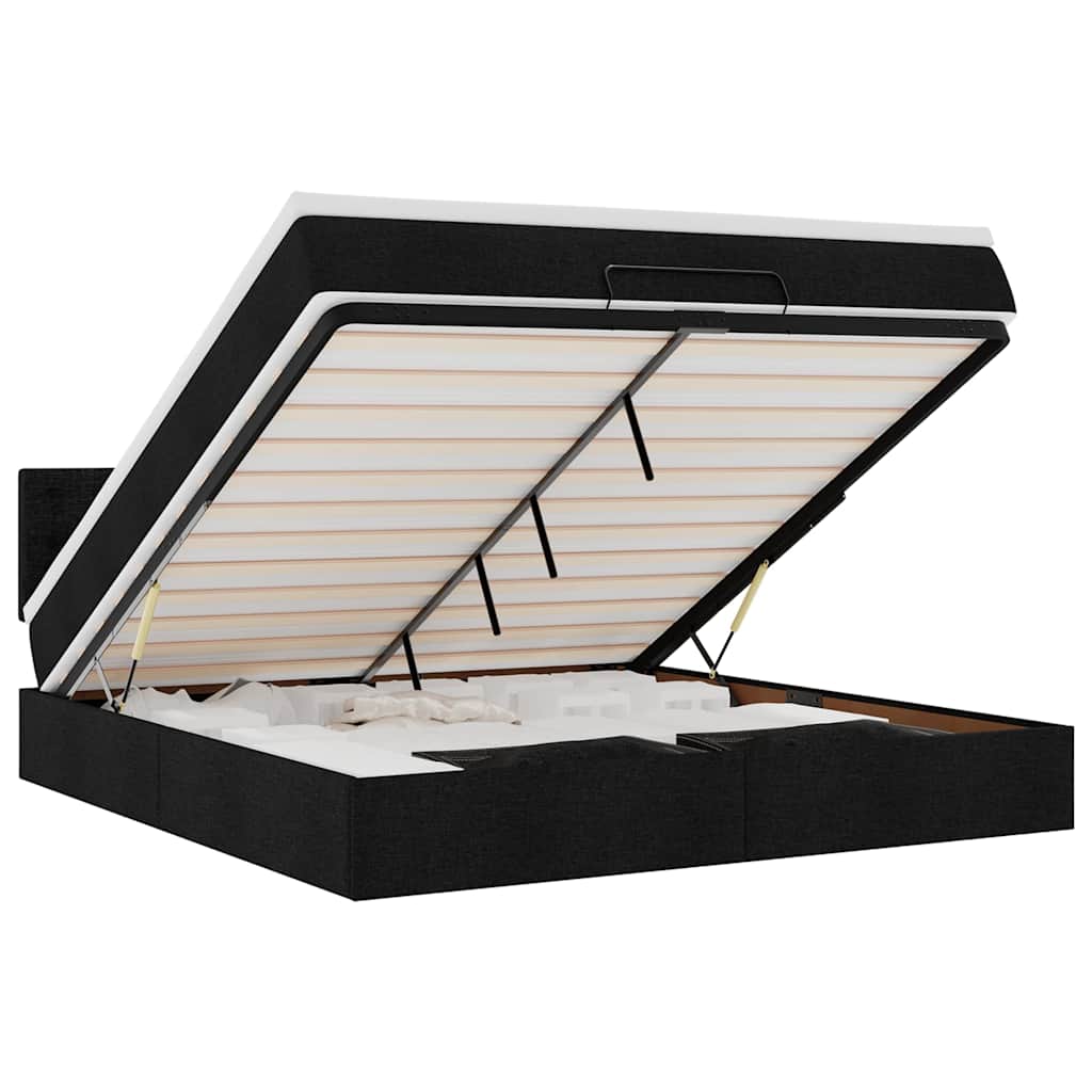 vidaXL Estrutura de cama otomana com colchão 160x200 cm tecido preto