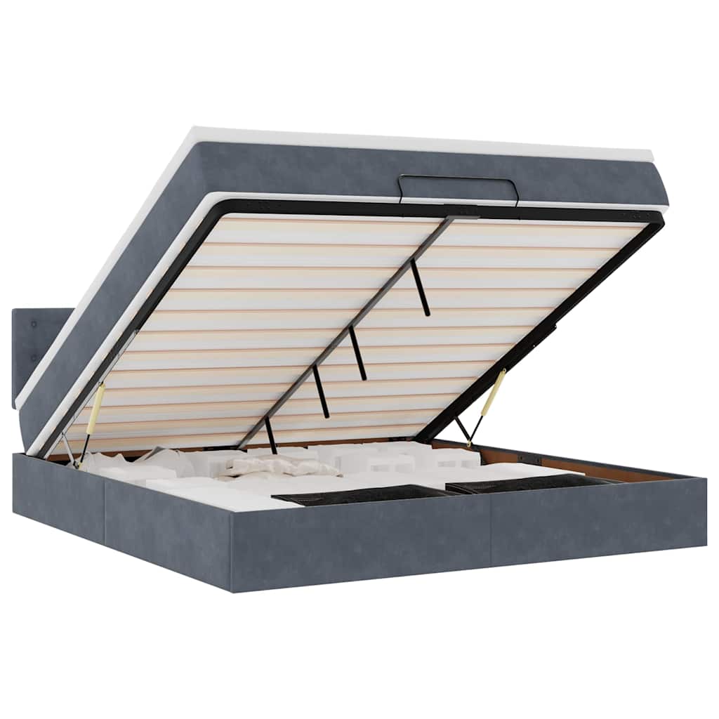 vidaXL Estrutura de cama otomana com colchão 180x200cm cinzento escuro