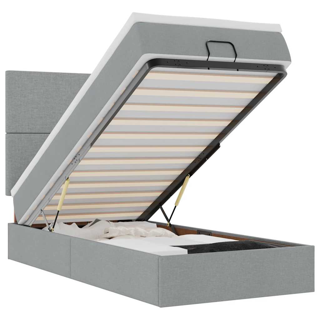 vidaXL Estrutura cama otomana colchão 80x200 cm tecido cinzento claro