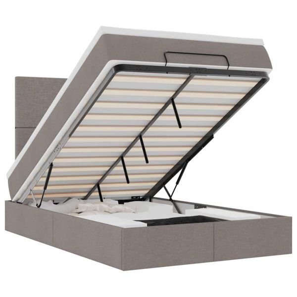Moldura de Cama Otomana vidaXL com Tecido Cinza 120x200cm - 2728873438