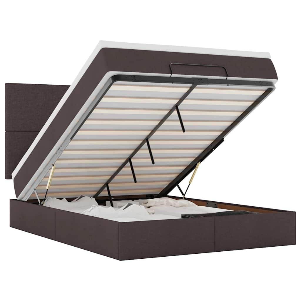 vidaXL Estrutura cama otomana colchão 140x190cm tecido castanho escuro