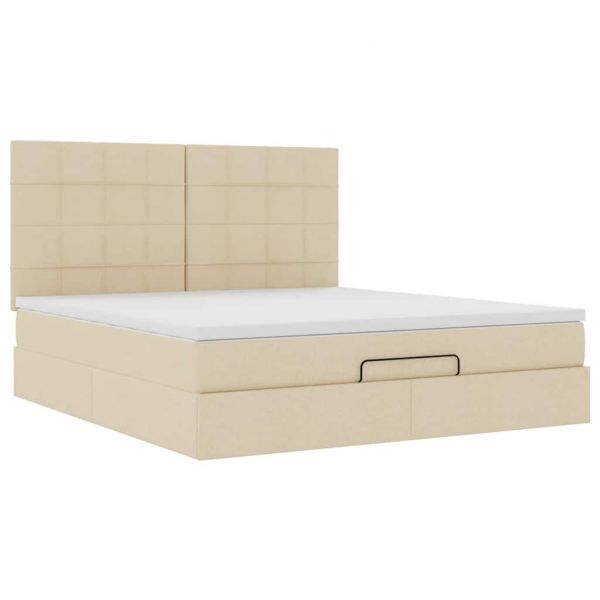 vidaXL Estrutura de Cama Otomana com Creme de Colchão 180x200cm Tecido - 859669077