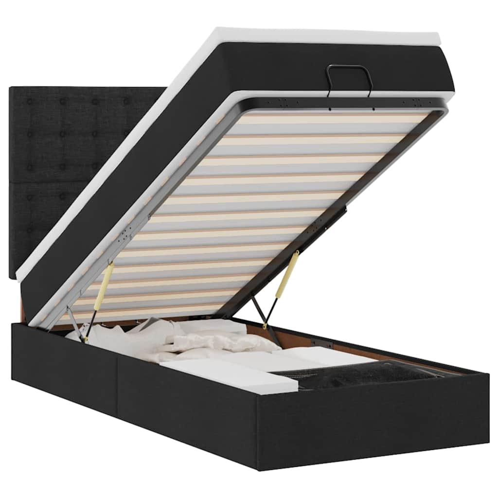 vidaXL Estrutura de cama otomana com colchão preto 80x200cm tecido