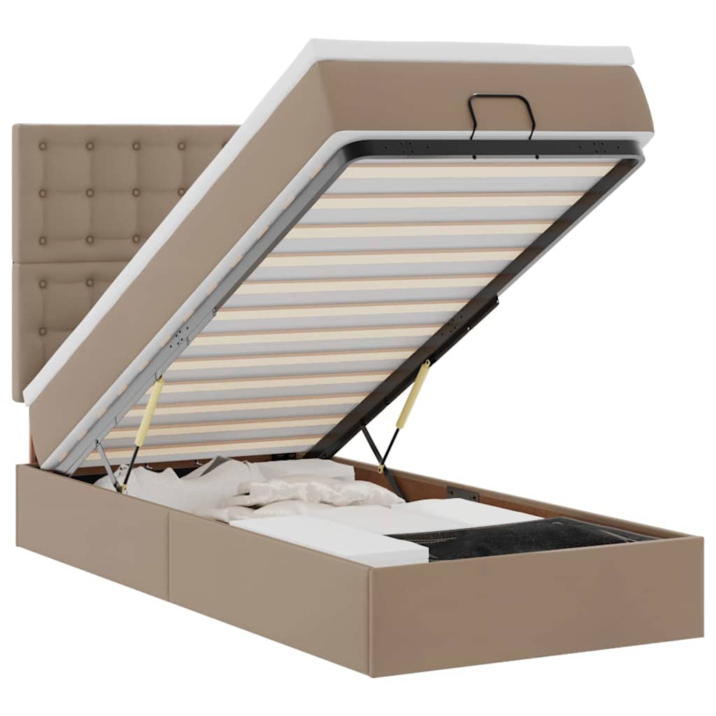 vidaXL Estrutura de cama otomana com colchão cappucino 90x200 cm