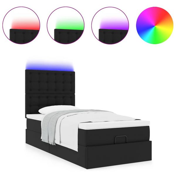 vidaXL Estrutura de Cama Otomana com Colchão 100x200 cm Preta - 2943521950