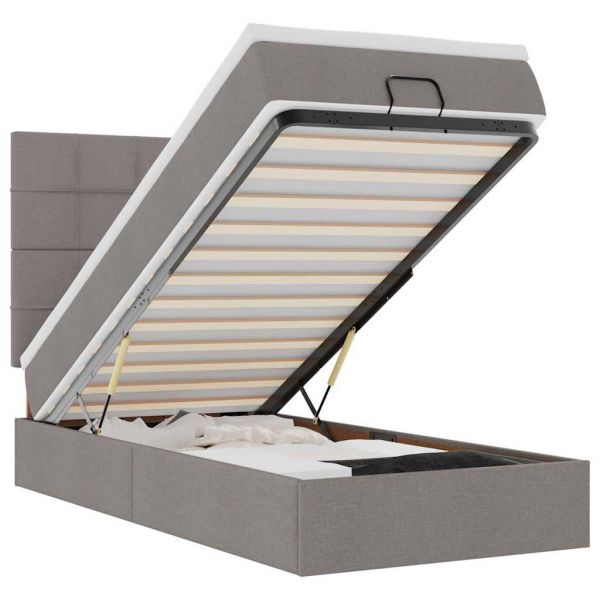 vidaXL Estrutura de Cama Otomana com Colchão Tecido Cinzento 80x200cm - 3553037036