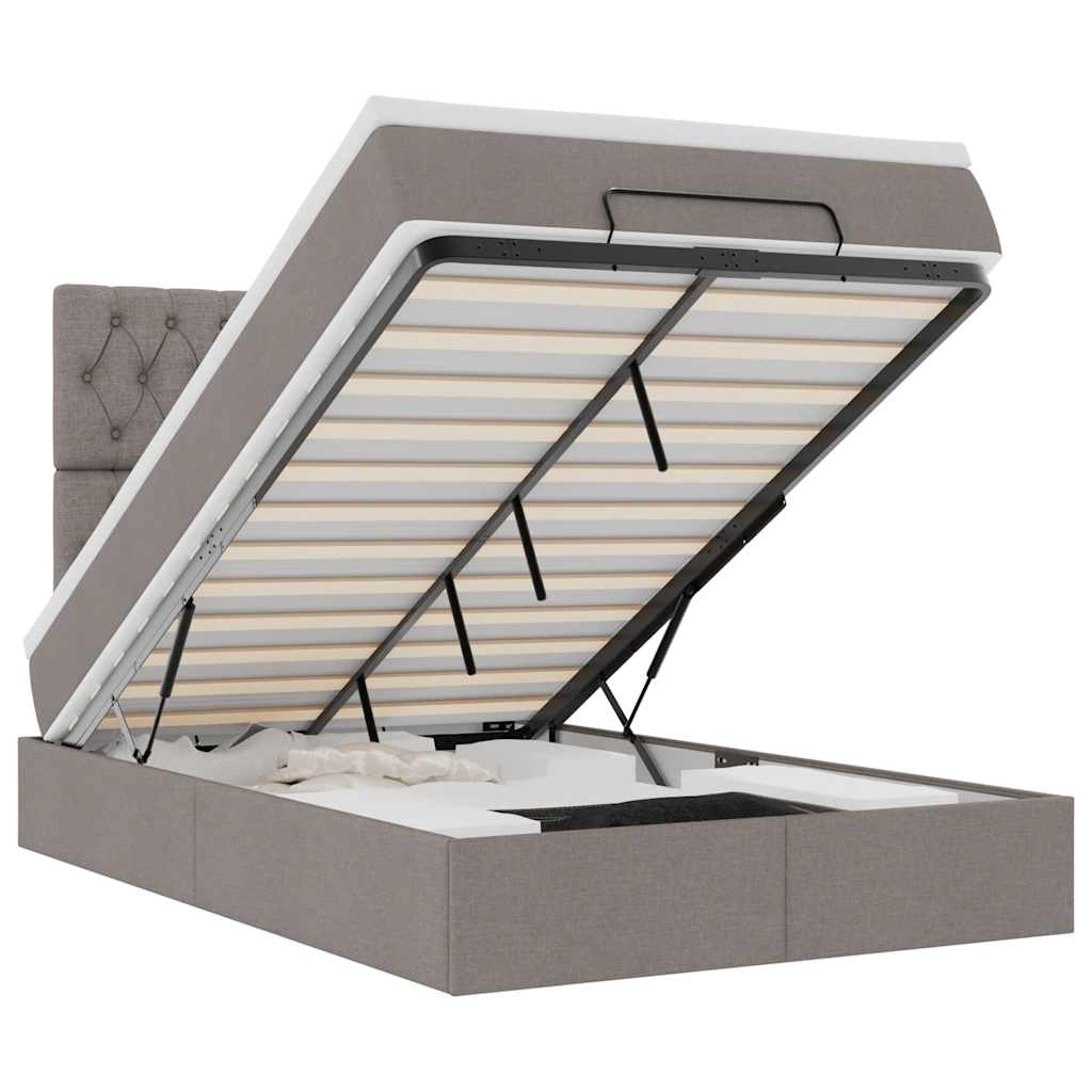 vidaXL Estrutura de cama otomana com colchão 120x190cm tecido cinzento