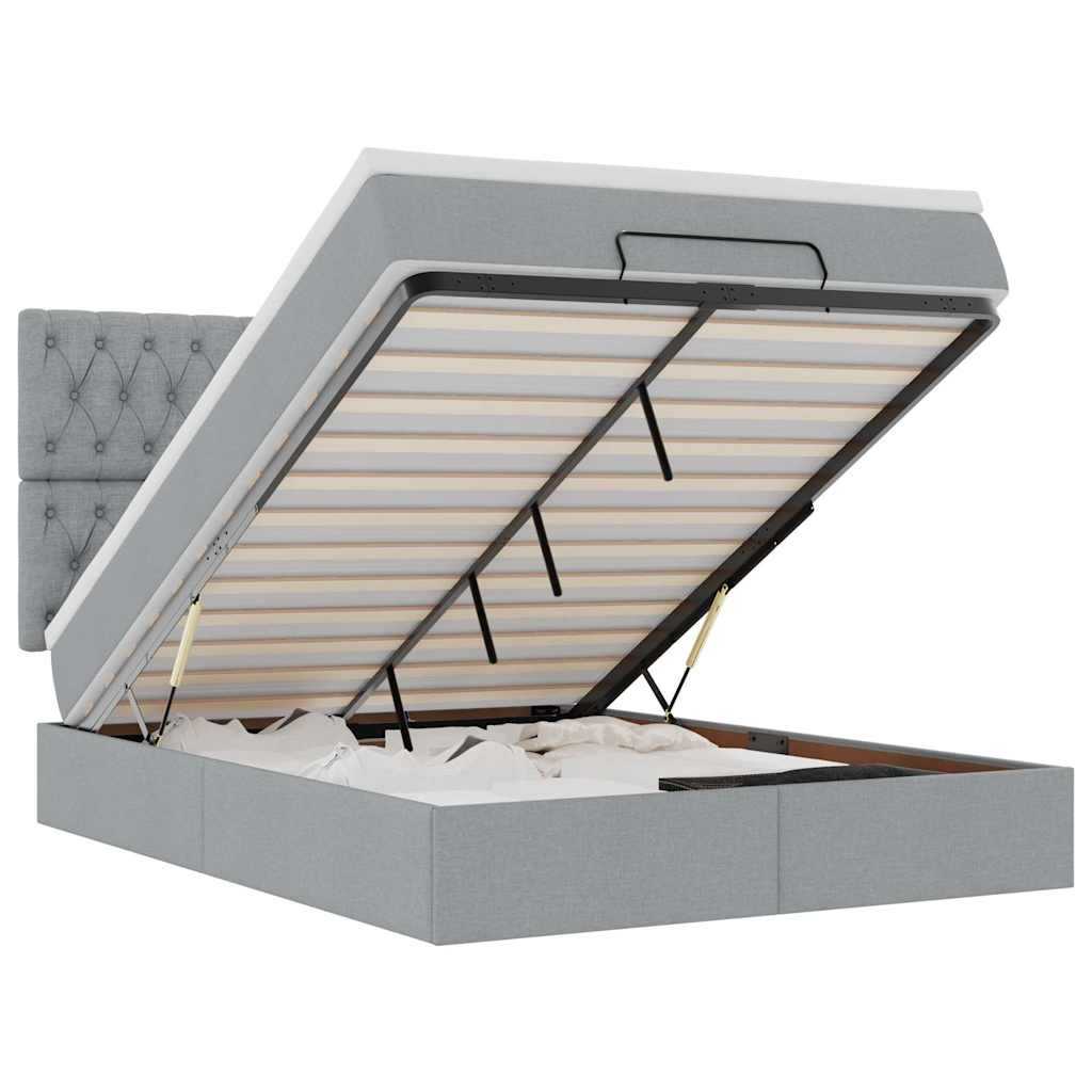 vidaXL Estrutura cama otomana colchão 140x200cm tecido cinzento claro