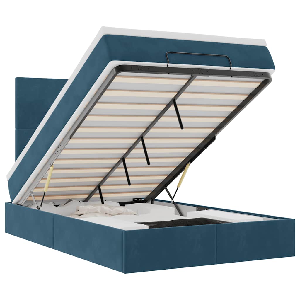vidaXL Estrutura cama otomana colchões 120x200cm veludo azul escuro