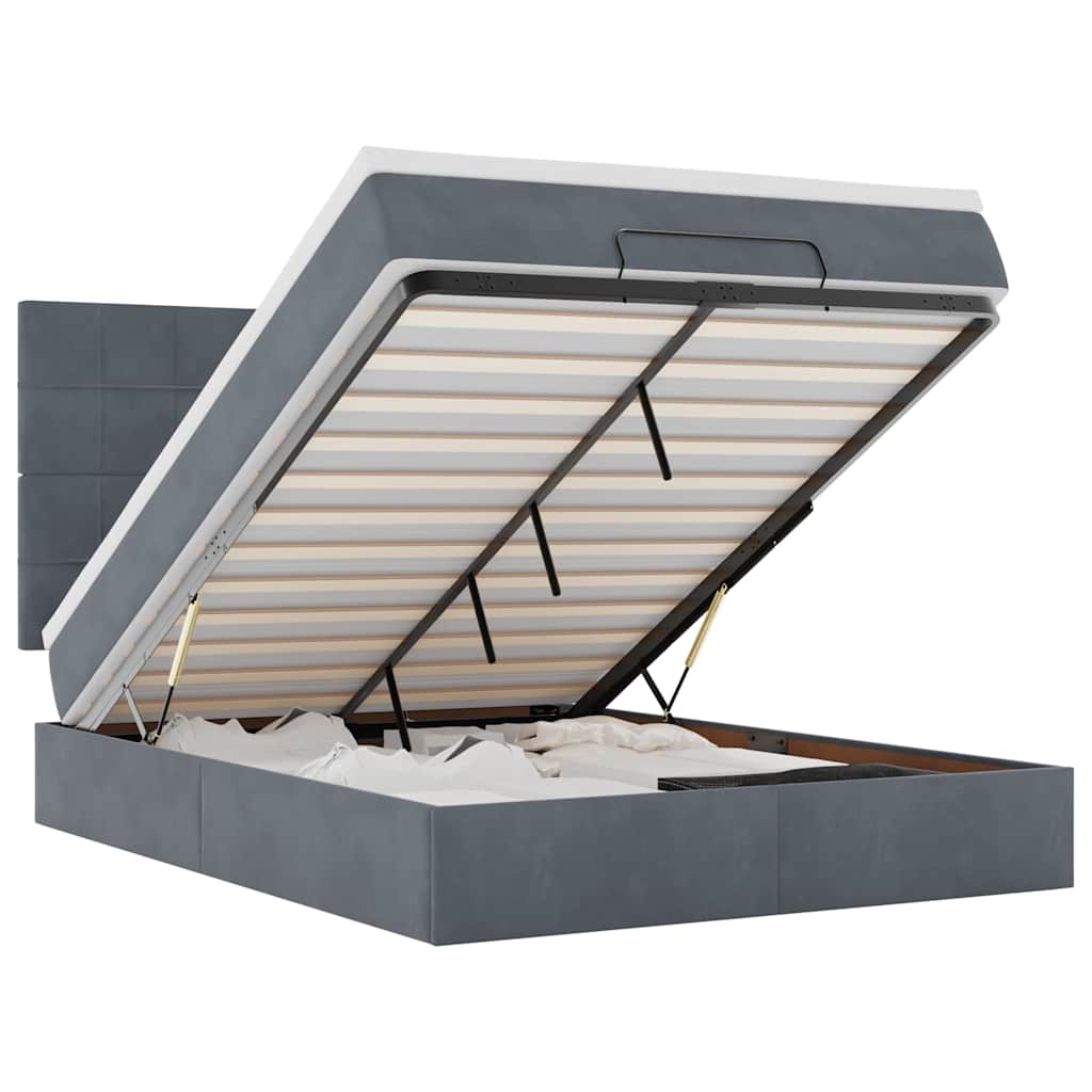 vidaXL Estrutura de cama otomana colchões 140x200 cm cinzento escuro
