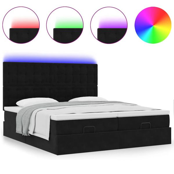 vidaXL Estrutura de Cama Otomana com Colchões 180x200cm Veludo Preto - 1742170752