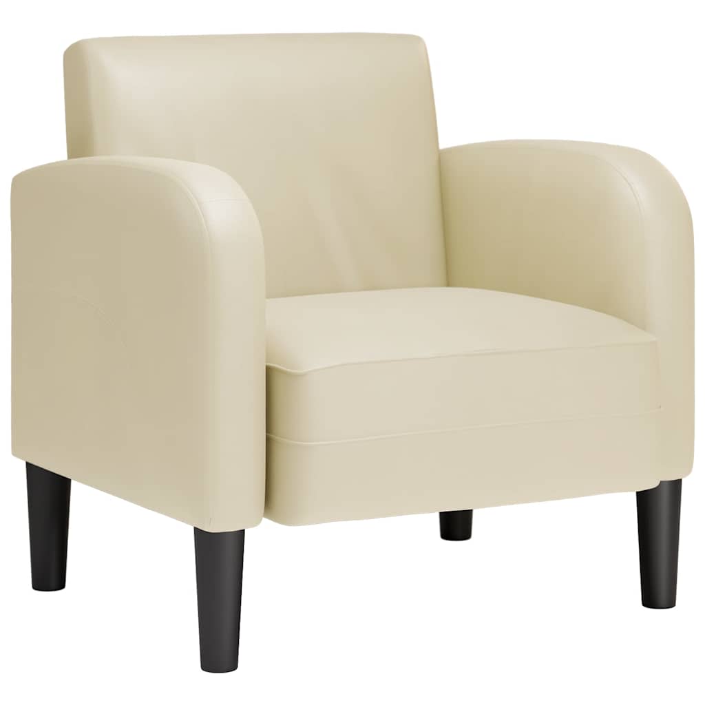vidaXL Poltrona com apoios de braços 54 cm couro artificial creme