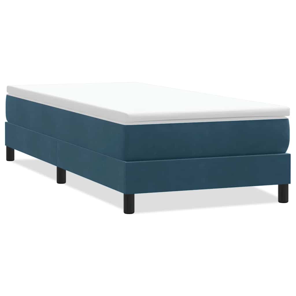 vidaXL Cama com molas sem colchão 90x220 cm veludo azul-escuro