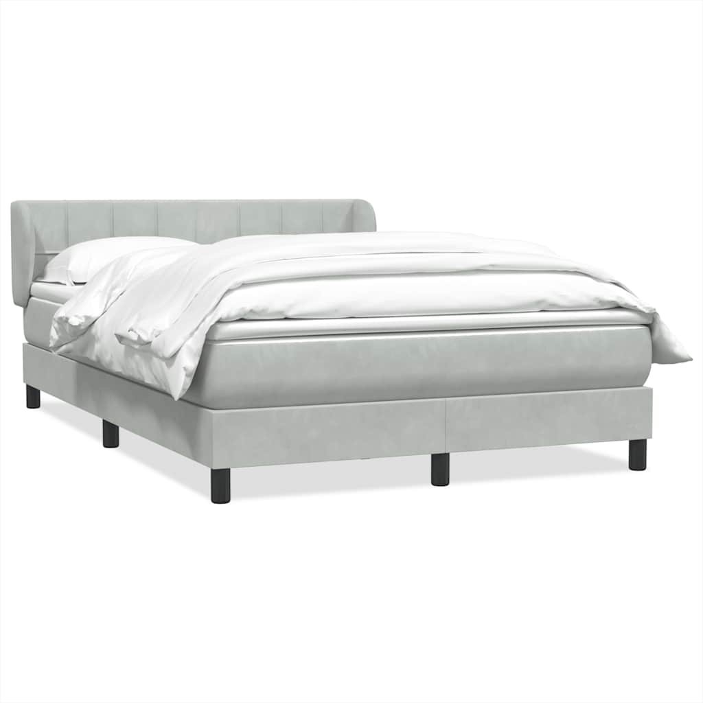 vidaXL Cama com molas/colchão 160x220 cm veludo cinzento-claro