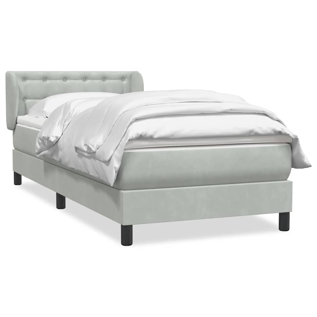 vidaXL Cama com molas/colchão cinzento-claro 80x220 cm veludo