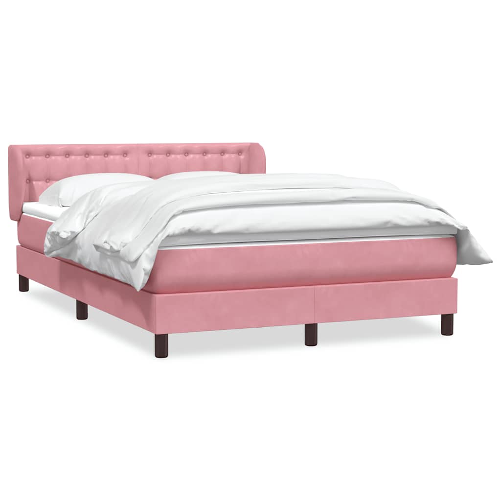 vidaXL Cama com molas/colchão 140x220 cm veludo rosa