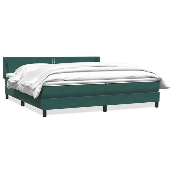 vidaXL Cama com Molas/colchão 180x220 cm Veludo Verde-escuro - 3801328506