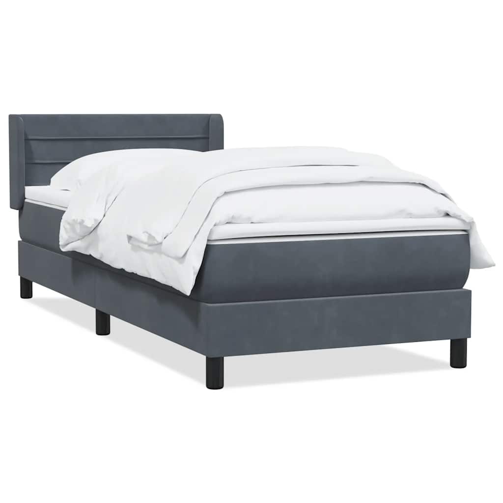 vidaXL Cama com molas/colchão cinza-escuro 80x220 cm veludo