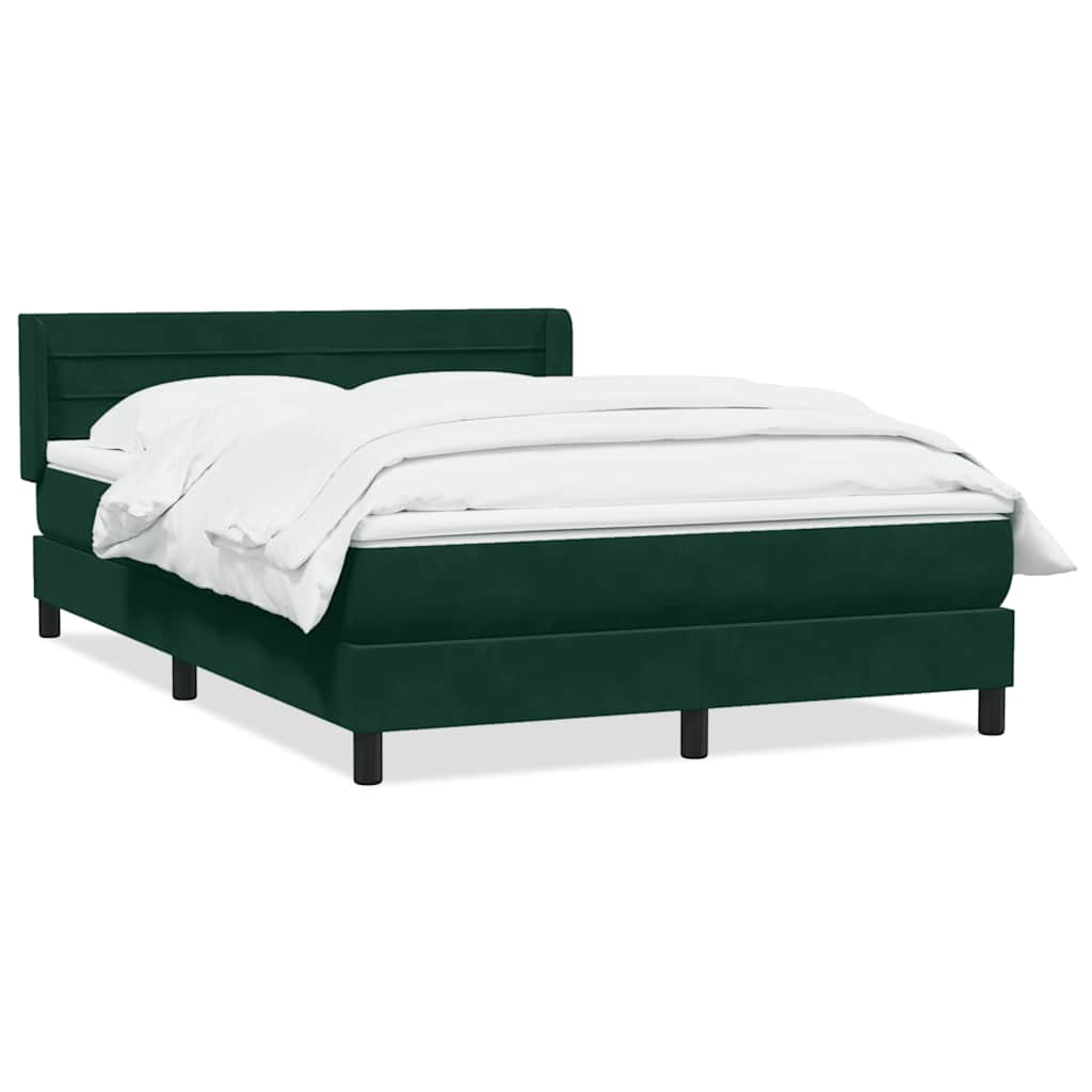 vidaXL Cama com molas/colchão 160x220 cm veludo verde-escuro