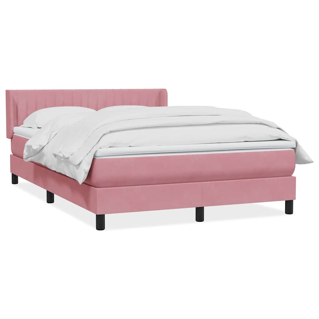 vidaXL Cama box spring com colchão 160x210 cm veludo rosa