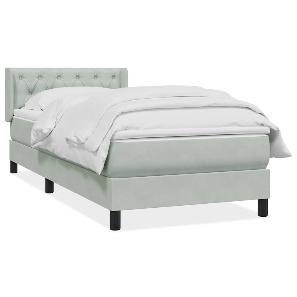 vidaXL Cama com molas/colchão cinzento-claro 80x210 cm veludo
