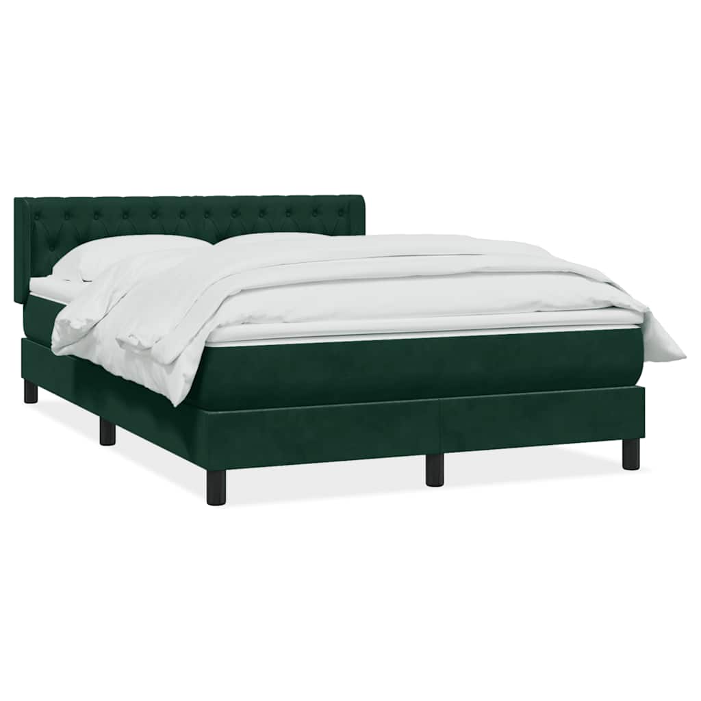 vidaXL Cama box spring com colchão 160x210 cm veludo verde escuro
