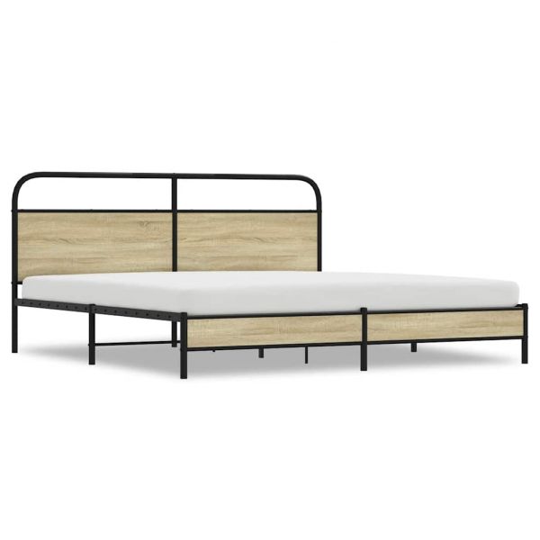 vidaXL Estrutura de Cama sem Colchão 183x213cm Metal Carvalho Sonoma - 2434393950
