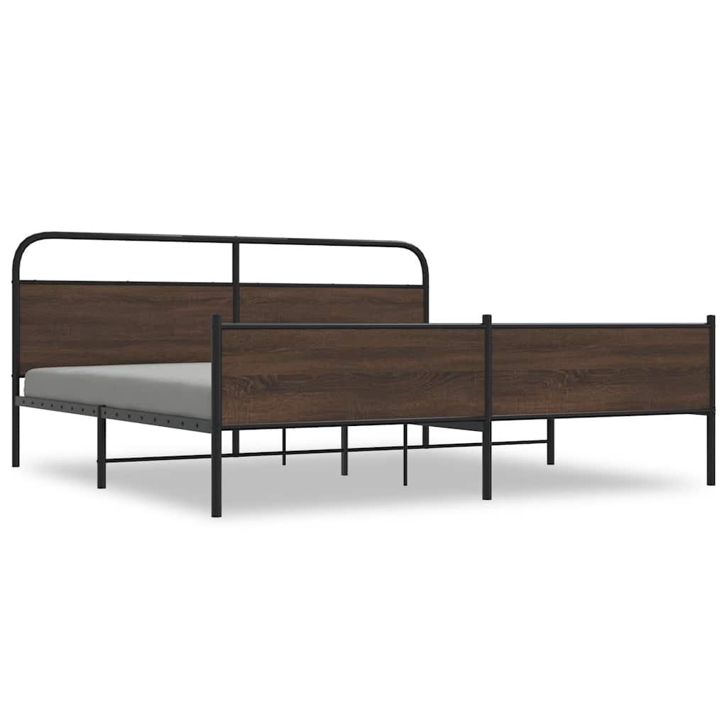 vidaXL Estrutura cama sem colchão 193x203 cm metal carvalho castanho