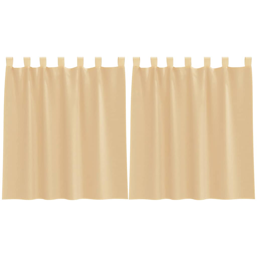 vidaXL Cortinas de voile com laços 2 pcs areia 140x140 cm