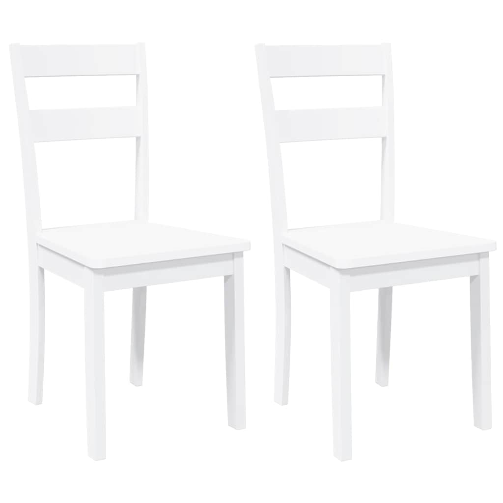 vidaXL Cadeiras de jantar 2 pcs madeira de seringueira maciça branco