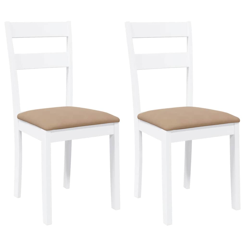 vidaXL Cadeiras de jantar com almofadões 2 pcs madeira maciça branco