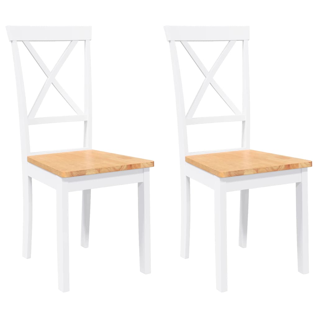 vidaXL Cadeiras de jantar 2 pcs madeira de seringueira maciça branco