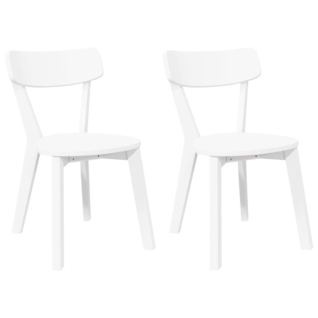 vidaXL Cadeiras de jantar 2 pcs madeira de seringueira maciça branco
