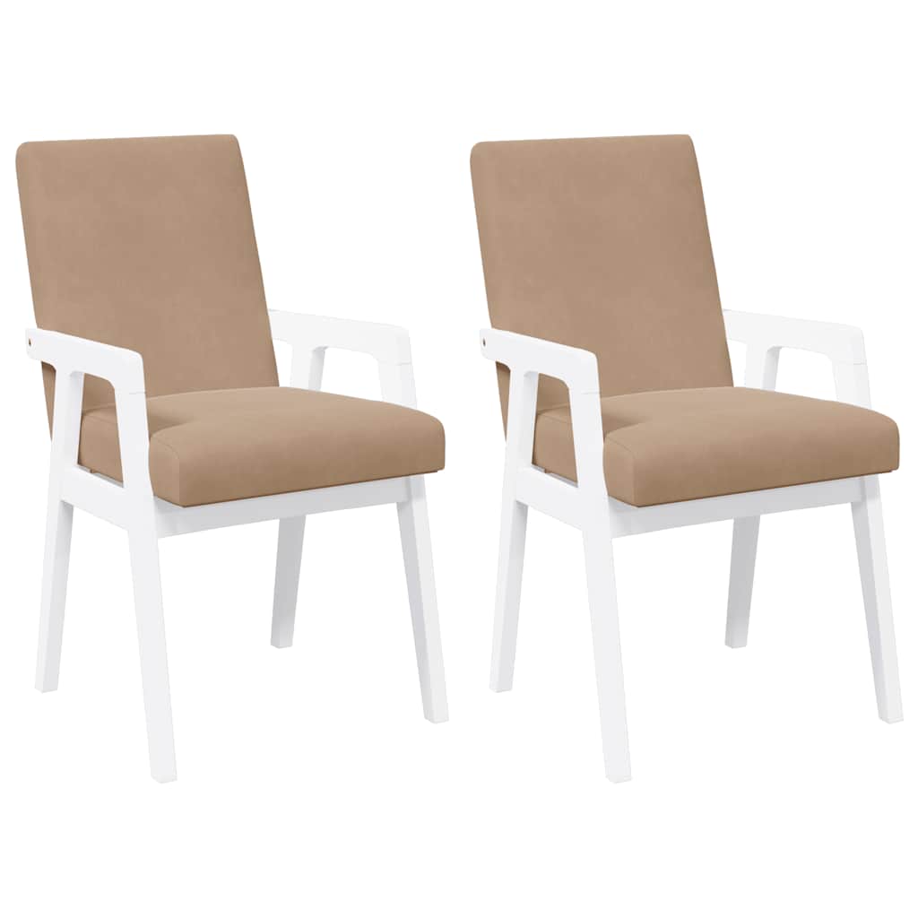 vidaXL Cadeiras de jantar com almofadões 2 pcs madeira maciça branco