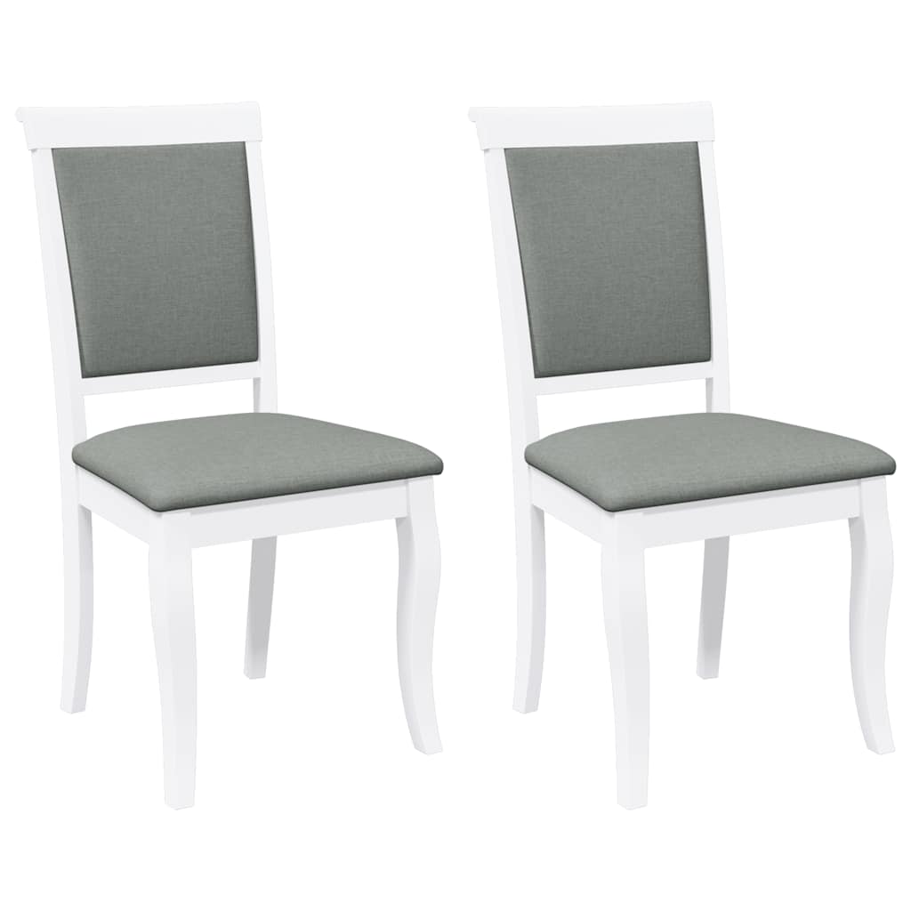 vidaXL Cadeiras de jantar com almofadões 2 pcs madeira maciça branco