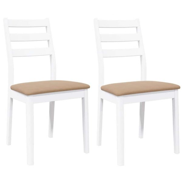 vidaXL Cadeiras de Jantar com Almofadões 2 Peças Madeira Maciça Branco - 761688703