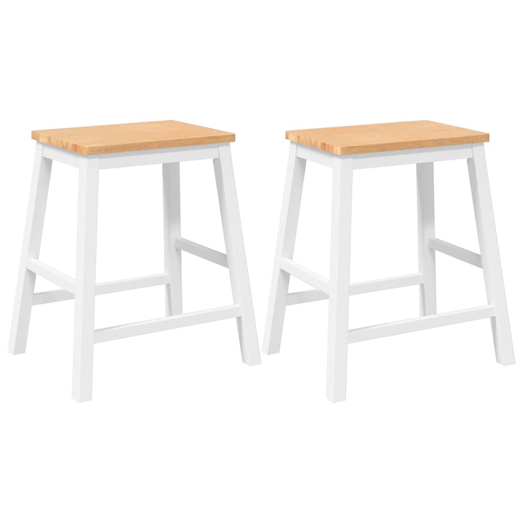 vidaXL Cadeiras de bar 2 pcs madeira de seringueira maciça branco
