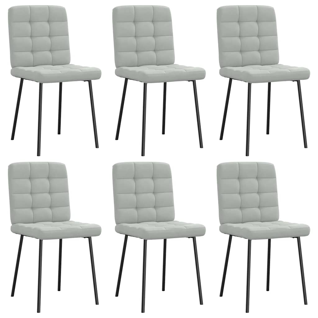vidaXL Cadeiras de jantar 6 pcs veludo cinzento-claro